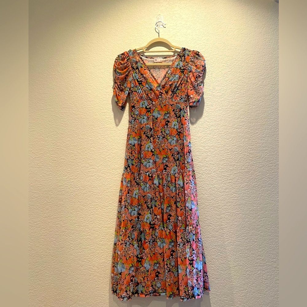 Nice Fall long floral print dress